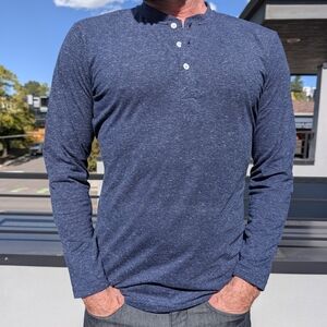 Classic Navy Long Sleeve Henley Shirt